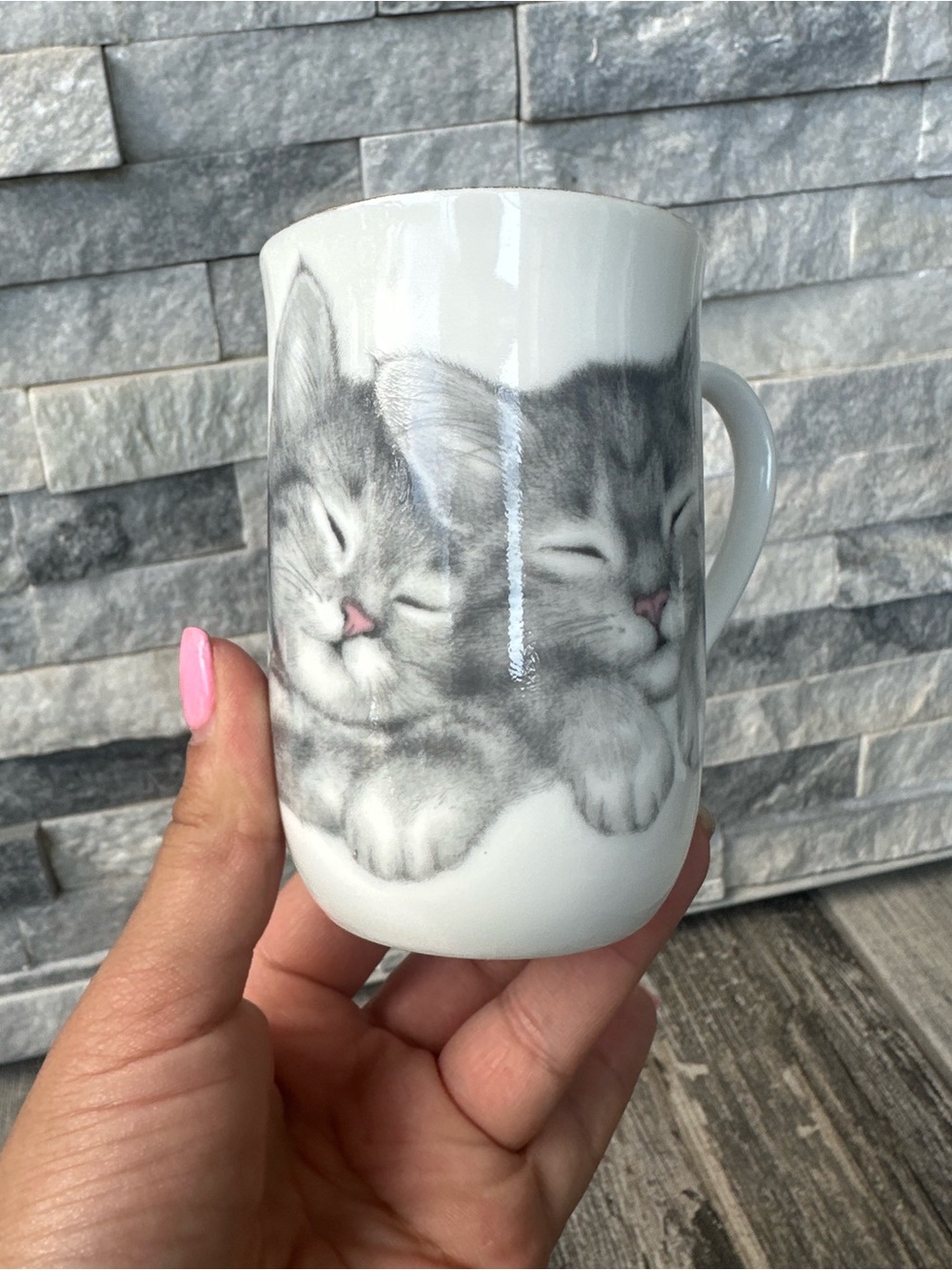 Vintage Otagiri Japan Kitten Cat Mug Jonahs Workshop White Gray